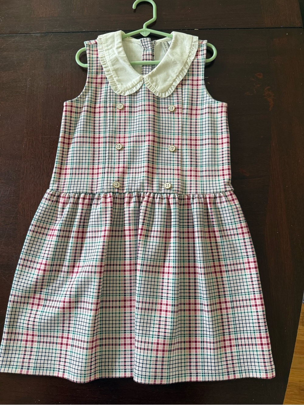 Janie and Jack White Collar Plaid Dress with Pink & Blue Checks